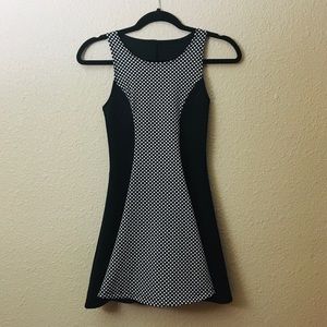 Black & White Polka Dot Small Mini Flared Dress